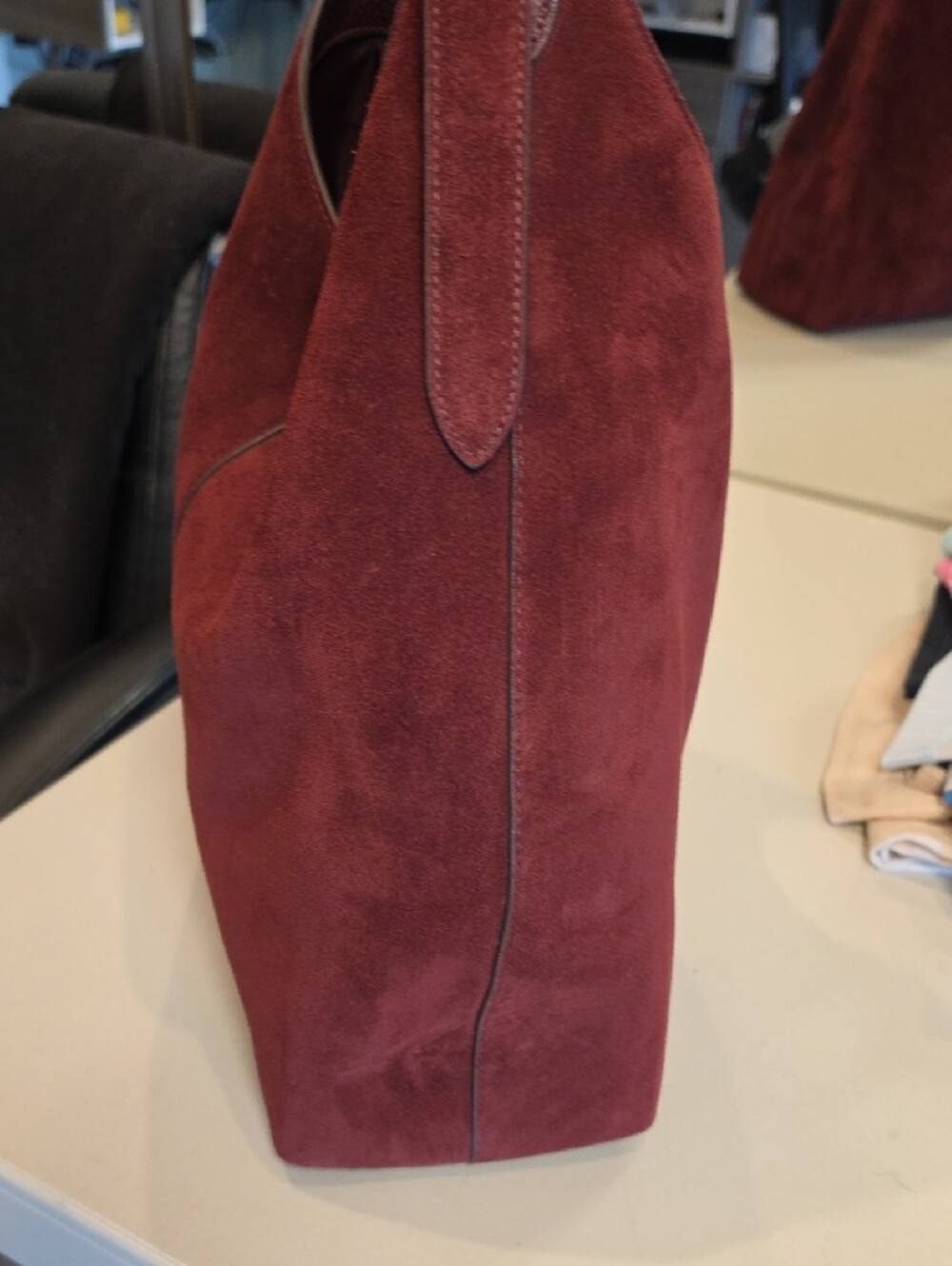 kate spade Large 454 Burgundy Suede Shoulder Bag - Picture 7 of 16